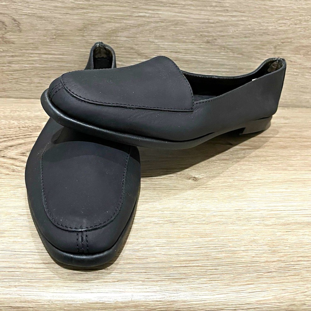 Aerosoles Loafers Women's 8.5 Black Leather Slip On Flats Round Toe Career